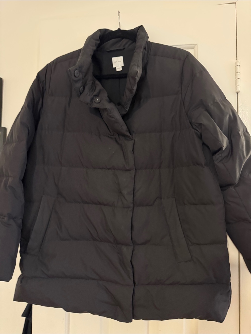 J. Jill Black Quilted Stand-Collar Puffer Coat